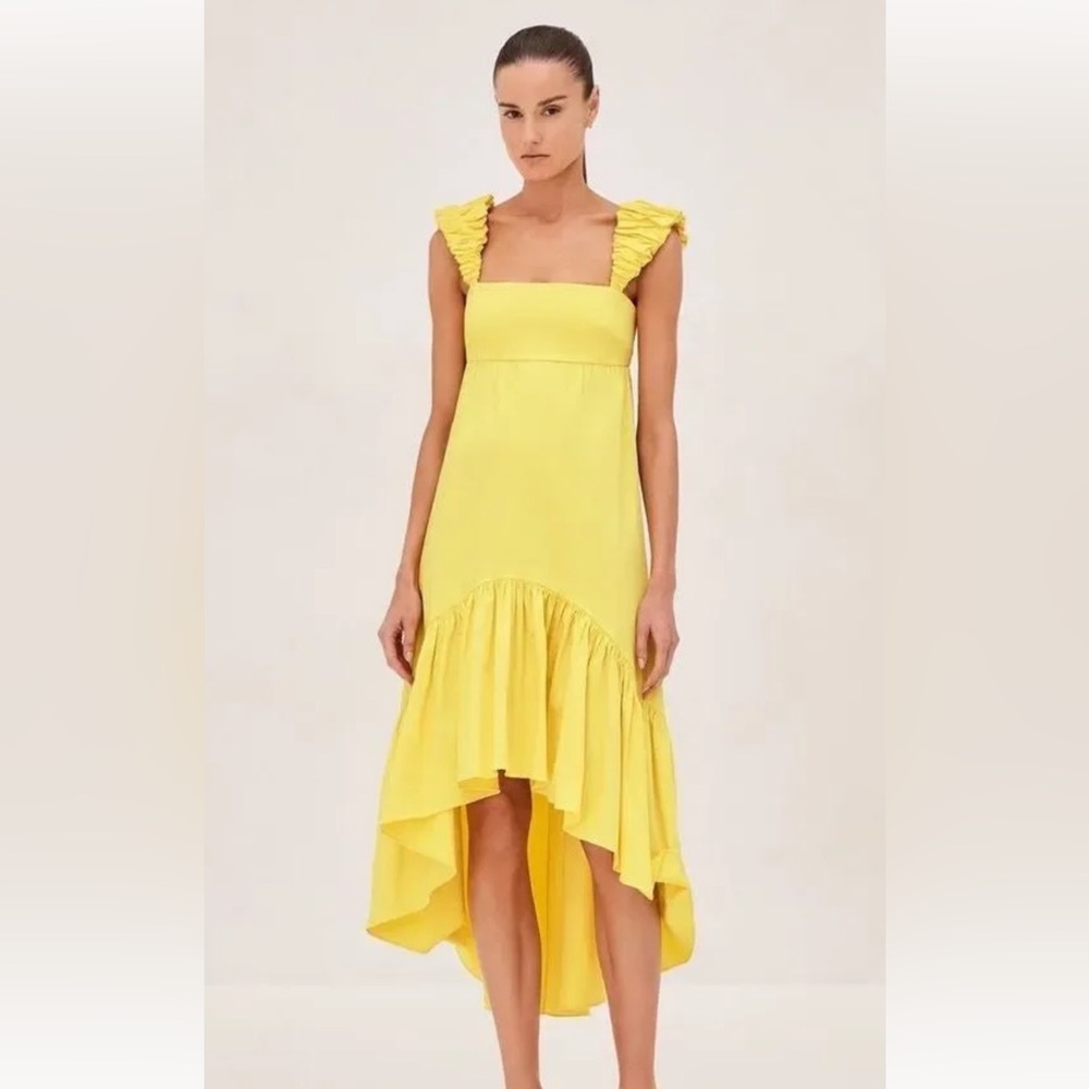 Alexis Natalia Yellow Cotton Poplin Sundress Size Medium high hi low dress